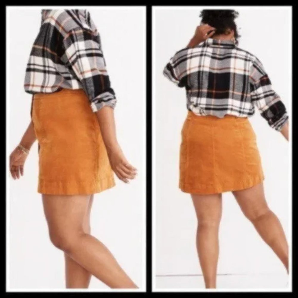Madewell Velveteen A-Line Mini Skirt Button-Front NWT - Picture 2 of 5